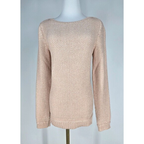 WHBM White House Black Market Metallic Foil Sweater Rose Gold Size M Medium pink - Picture 1 of 6